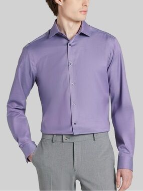 Kenneth Cole Men’s AWEARNESS Sharkskin Lavender Dress Shirt     Size 16 34/35